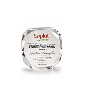 Crystal Paper Weight — custom engraved crystal paperweight for corporate recognition and awards in Nigeria